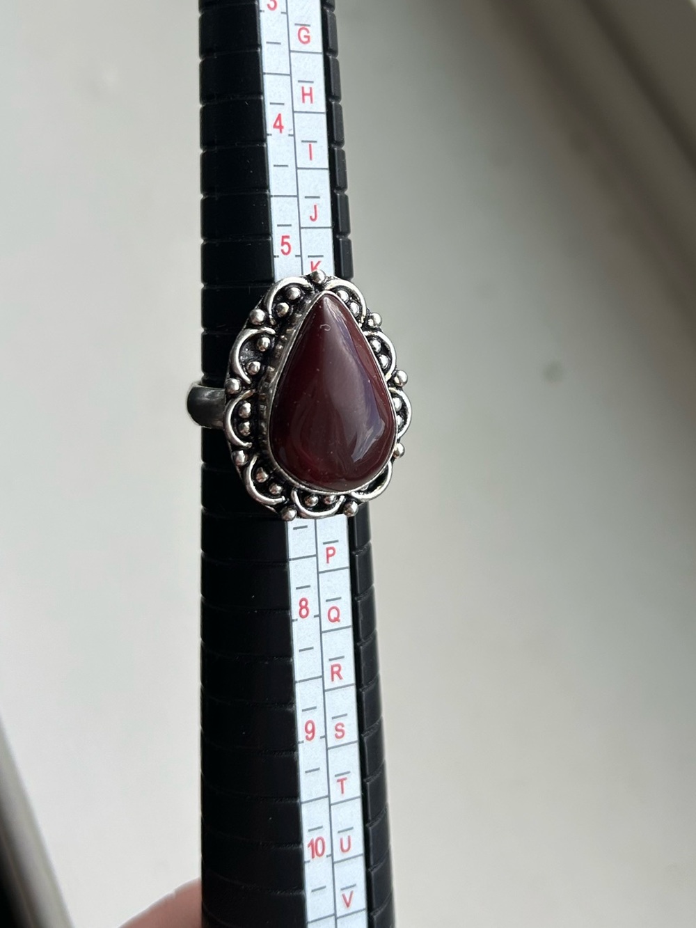 Dark Red Natural Gemstone Ring